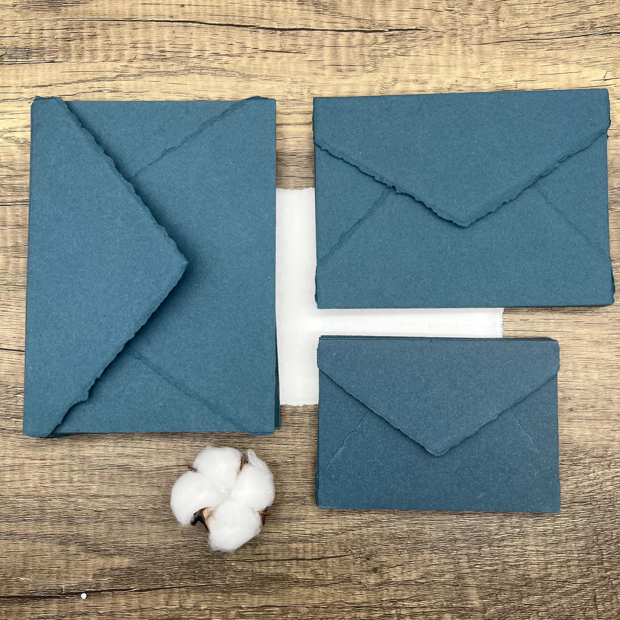Smoky Blue Handmade Cotton Envelopes (Set of 10)