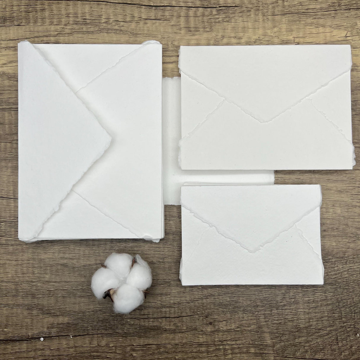 White Handmade Cotton Envelopes (Set of 10)