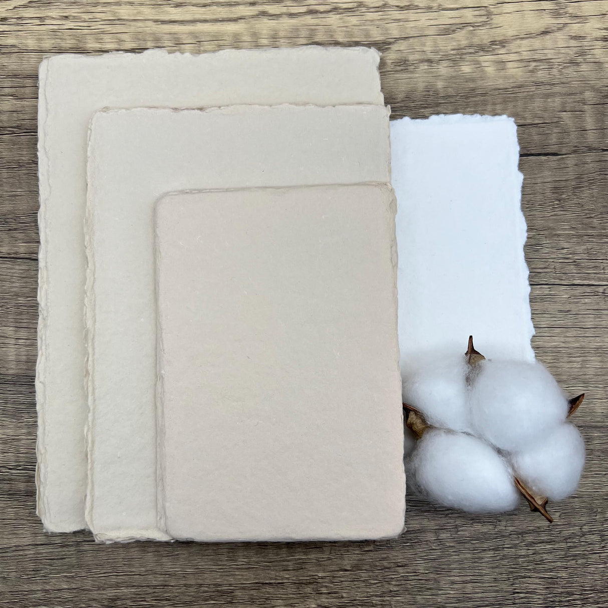 Beige Handmade Cotton Paper (Set of 10)