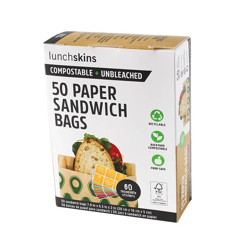 Paper Sandwich Bags (50-Pack) – Compostable, Plastic-Free & Food Safe