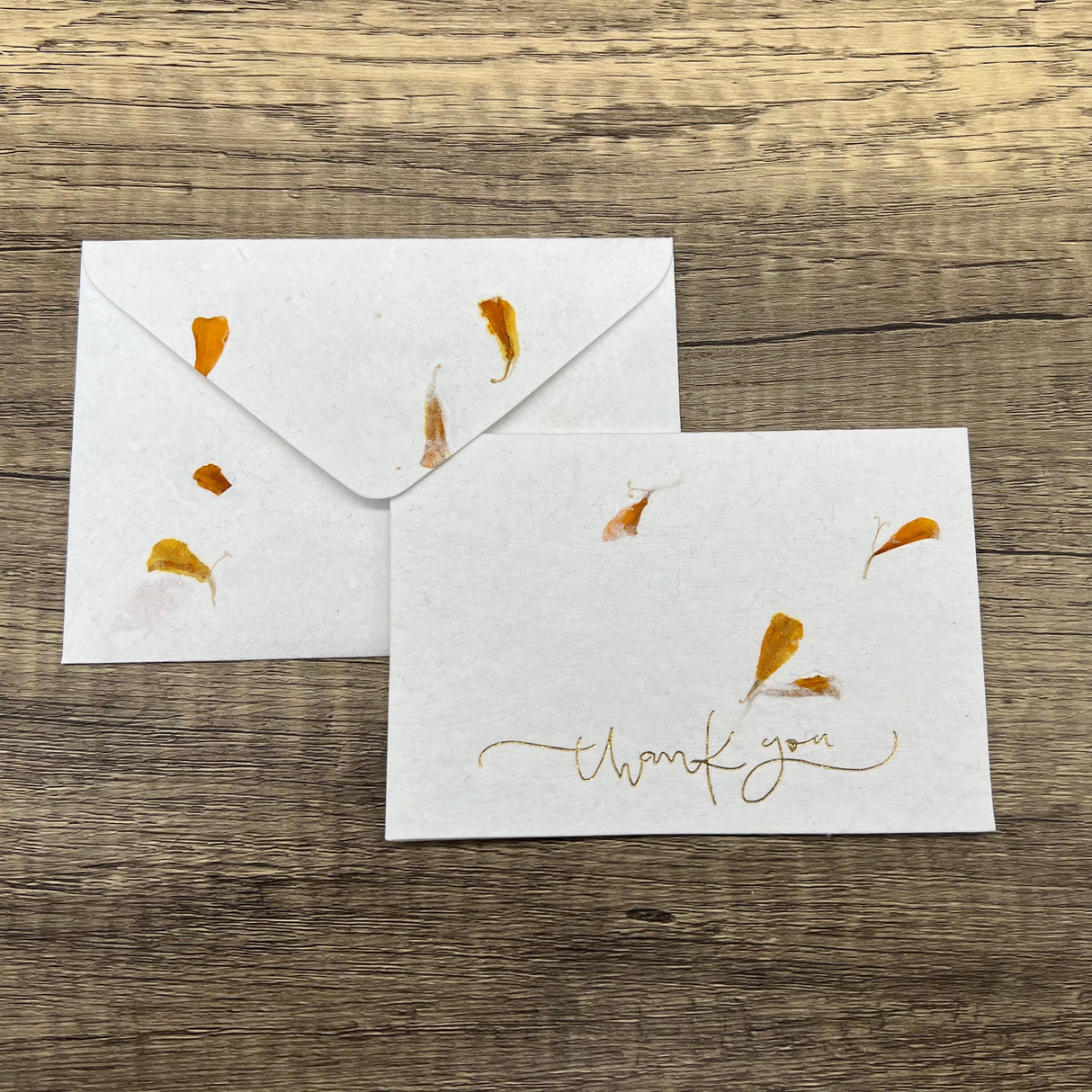 24 Piece Handmade Flower Petal Cotton Paper Thank You Card Set