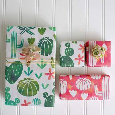 Watercolor Cactus • Double-Sided Eco Wrapping Paper • Everyday Edition