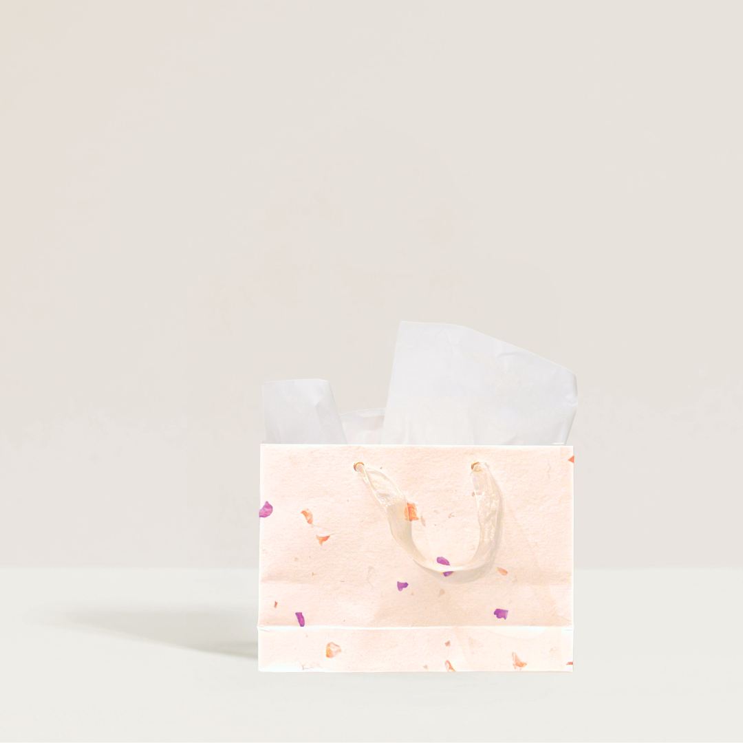Flower Purple Petal Gift Bag (Handmade Seed Paper + Ribbon)