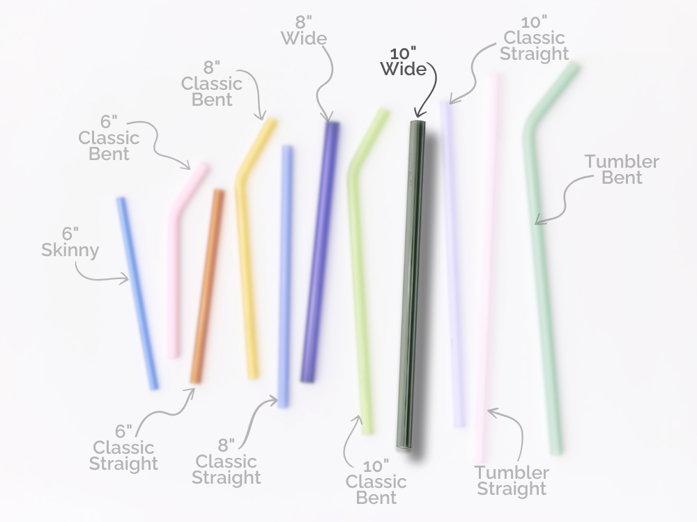 Wide 10" Glass Straw Set - Iridium