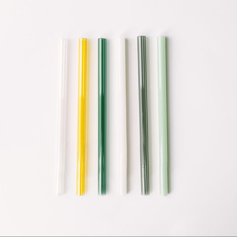 Wide 10" Glass Straw Set - Fjord Mist