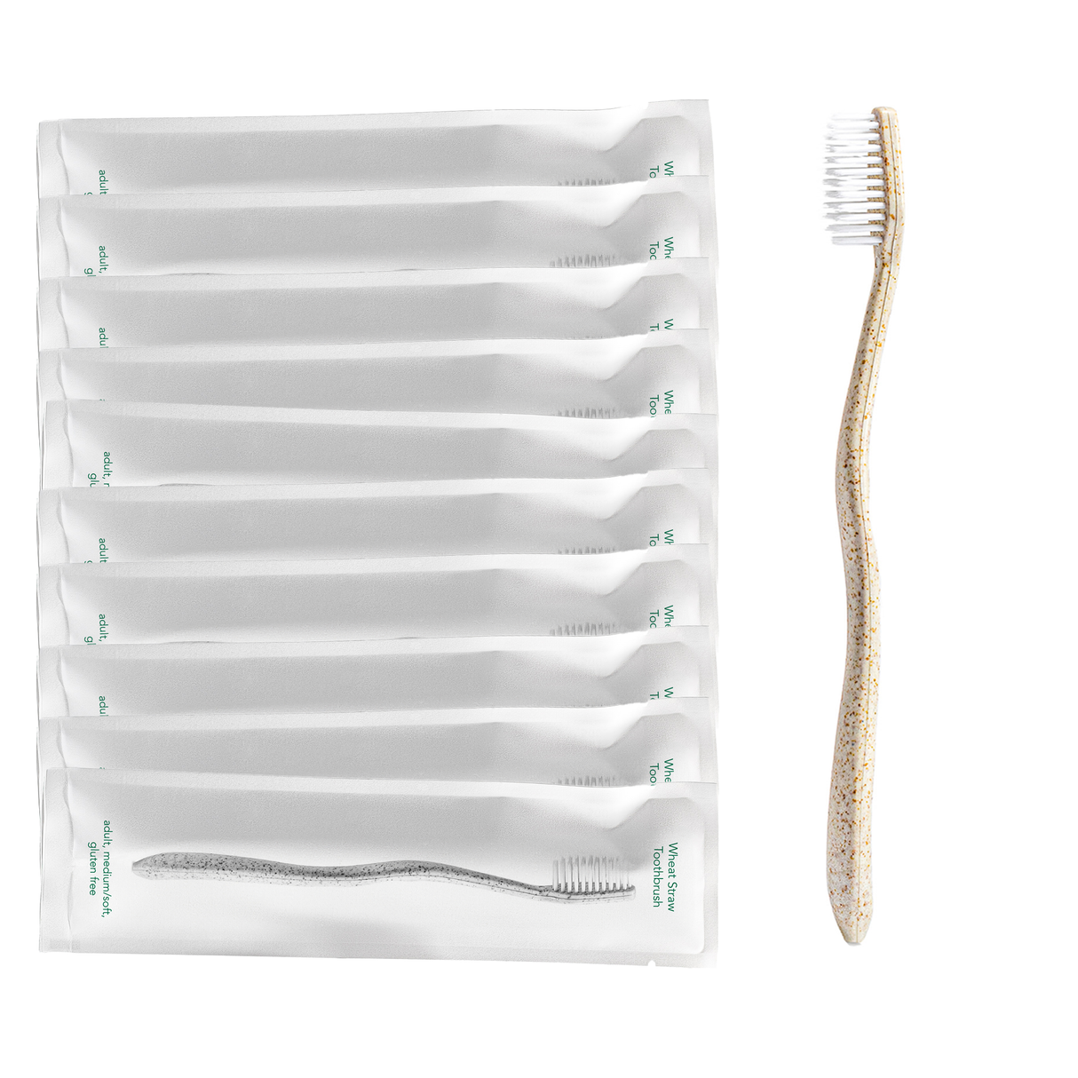 Gentle Green Toothbrush Family Pack (10 Count) – Eco-Friendly Wheat Straw Toothbrushes for Sensitive Teeth | BPA-Free, Travel-Friendly, Plastic-Free