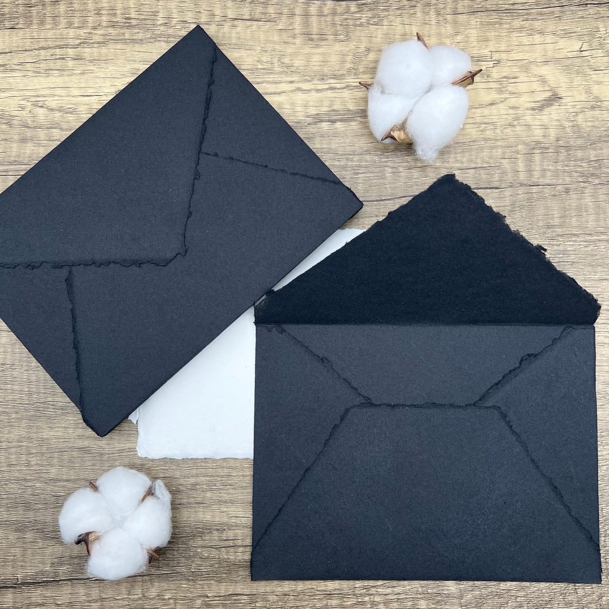 Black Handmade Cotton Envelopes (Set of 10)