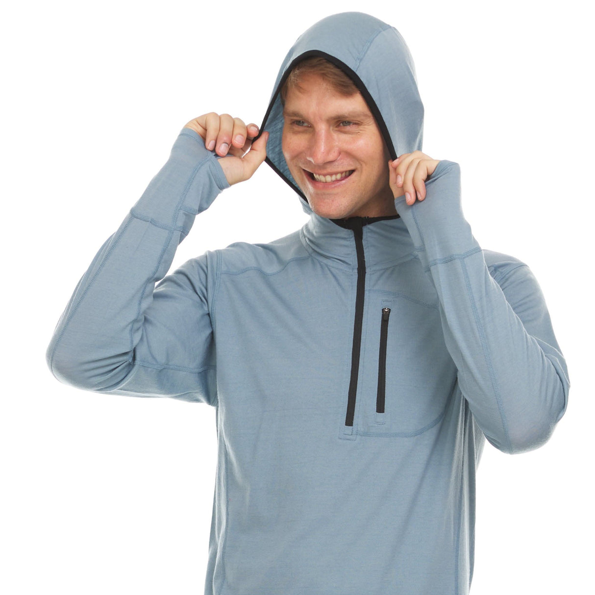 Microweight - Men's Wool 1/4 Zip Sun Hoodie Woolverino