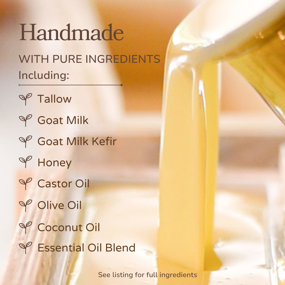 Sweet Almond + Honey Handmade Tallow and Goat Milk Soap Bar