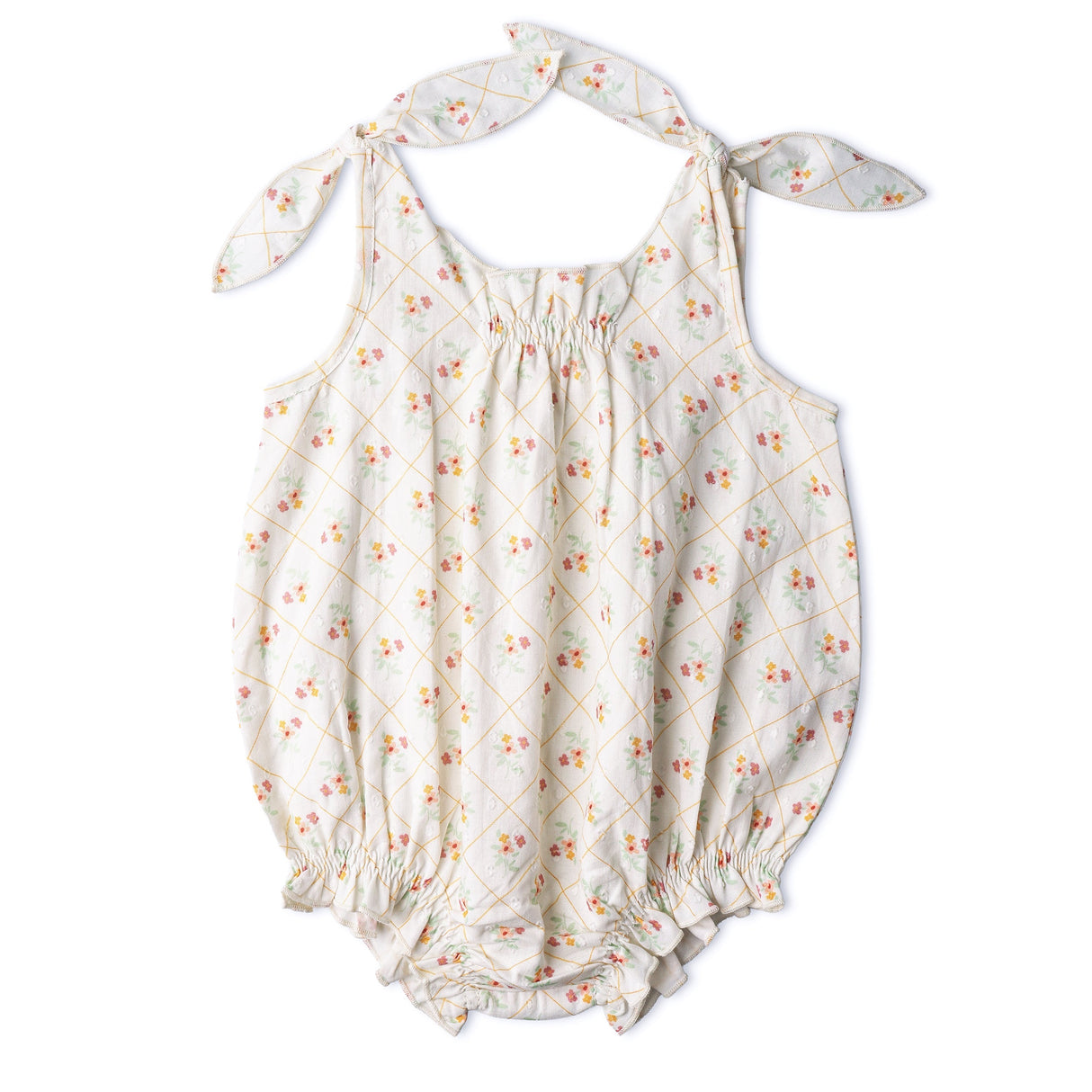 Organic Tie Shoulder Bubble Romper - Spring Weave