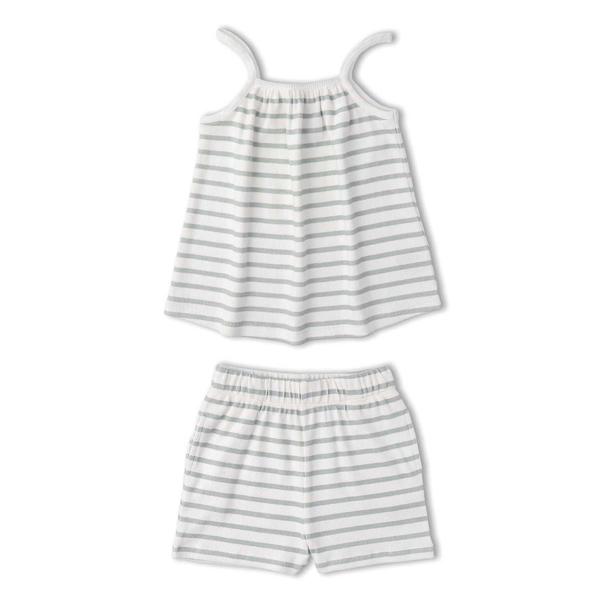 Organic Tank Top & Shorts Set - Fog Stripes