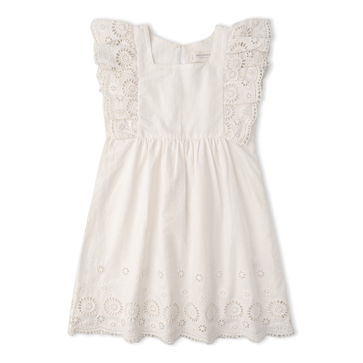 Organic Eyelet Flutter Dress - Ivory Eyelet
