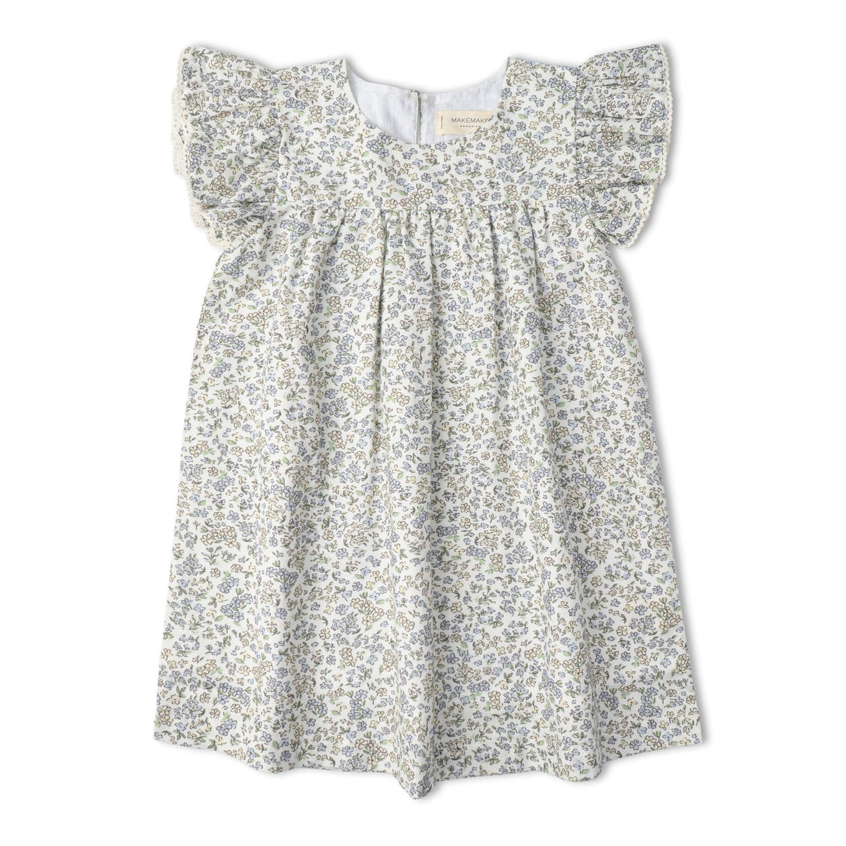 Organic Short Sleeve Flutter Dress - Tulle Floral