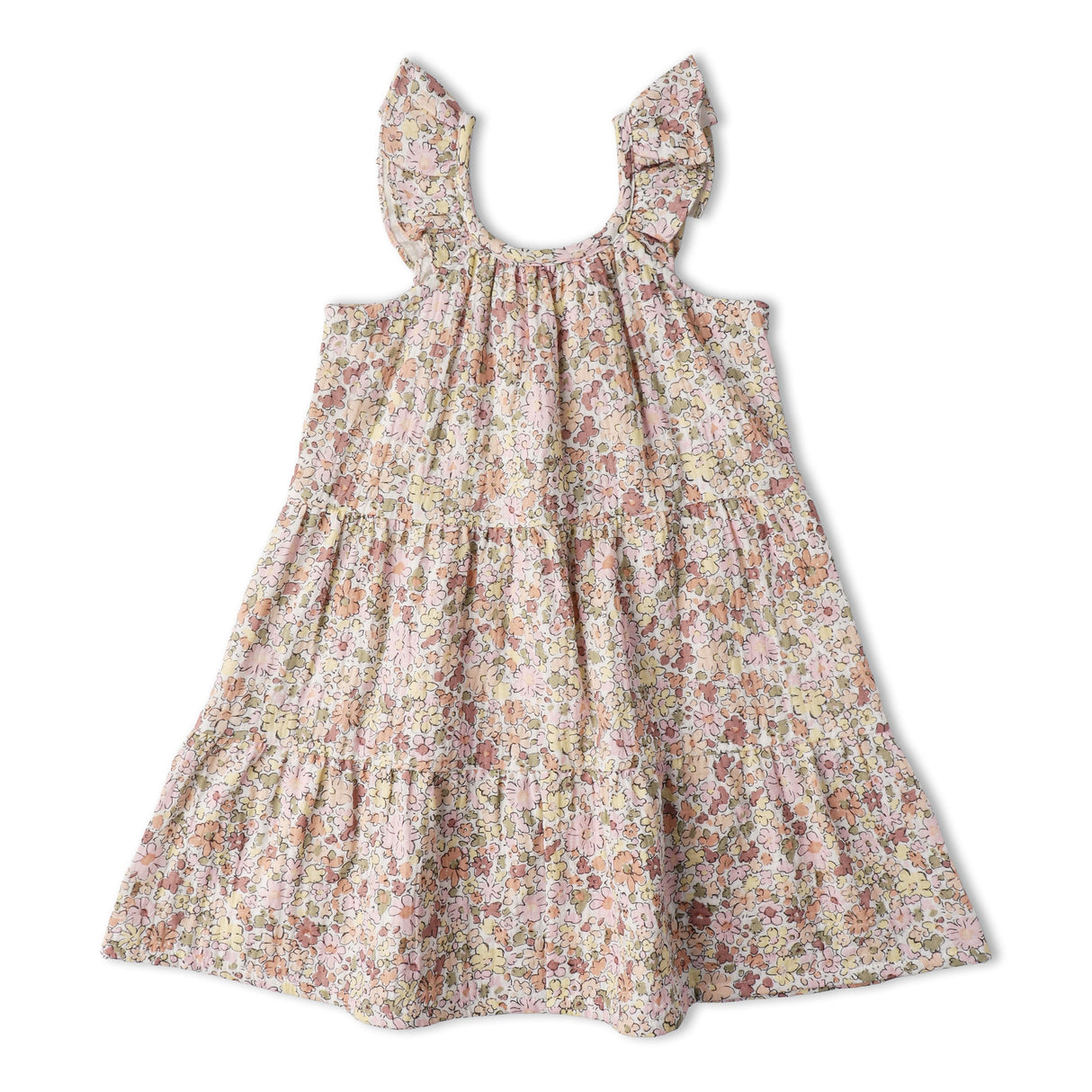 Organic Ruffle Tiered Dress - Pastel Bloom