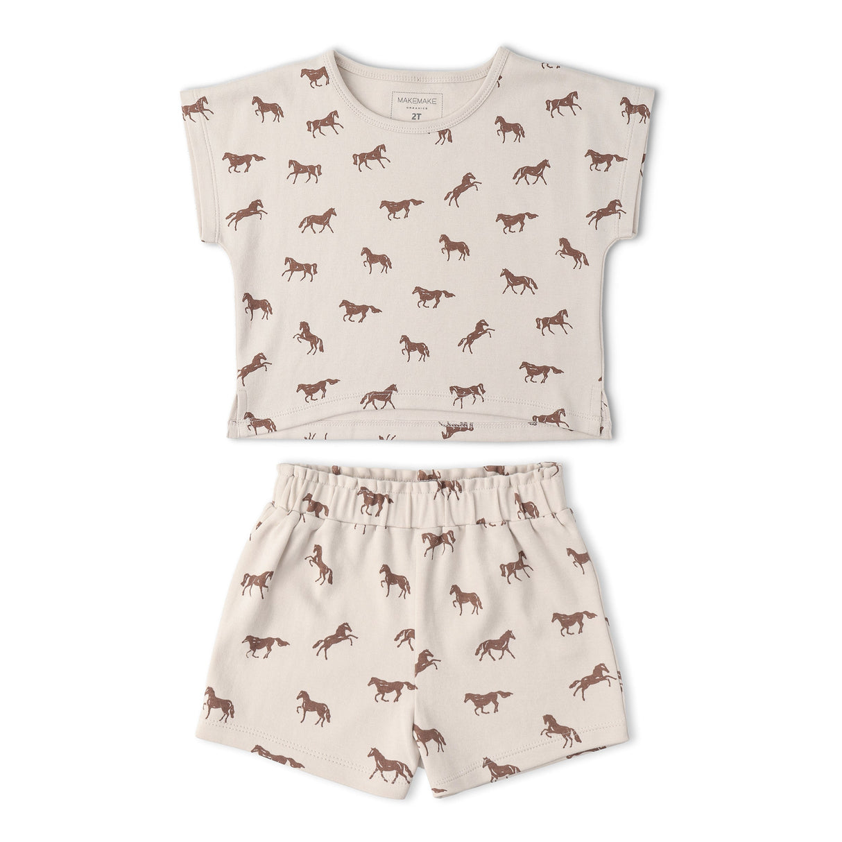 Organic Drop Shoulder Tee & Shorts Set - Horses