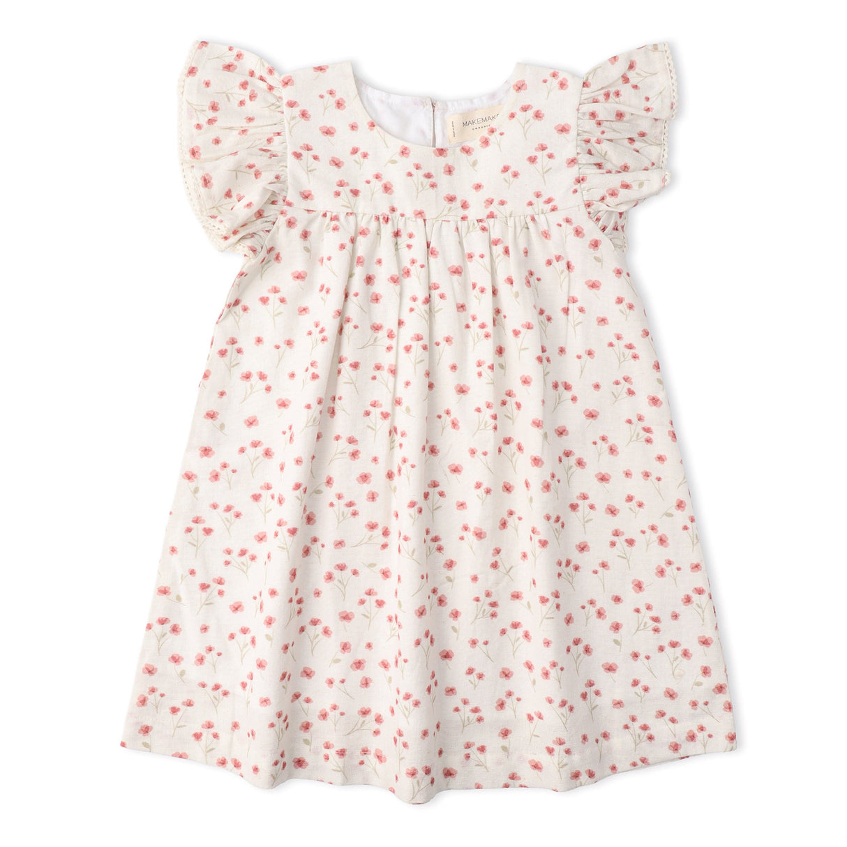 Organic Short Sleeve Flutter Dress - Pink Bloom