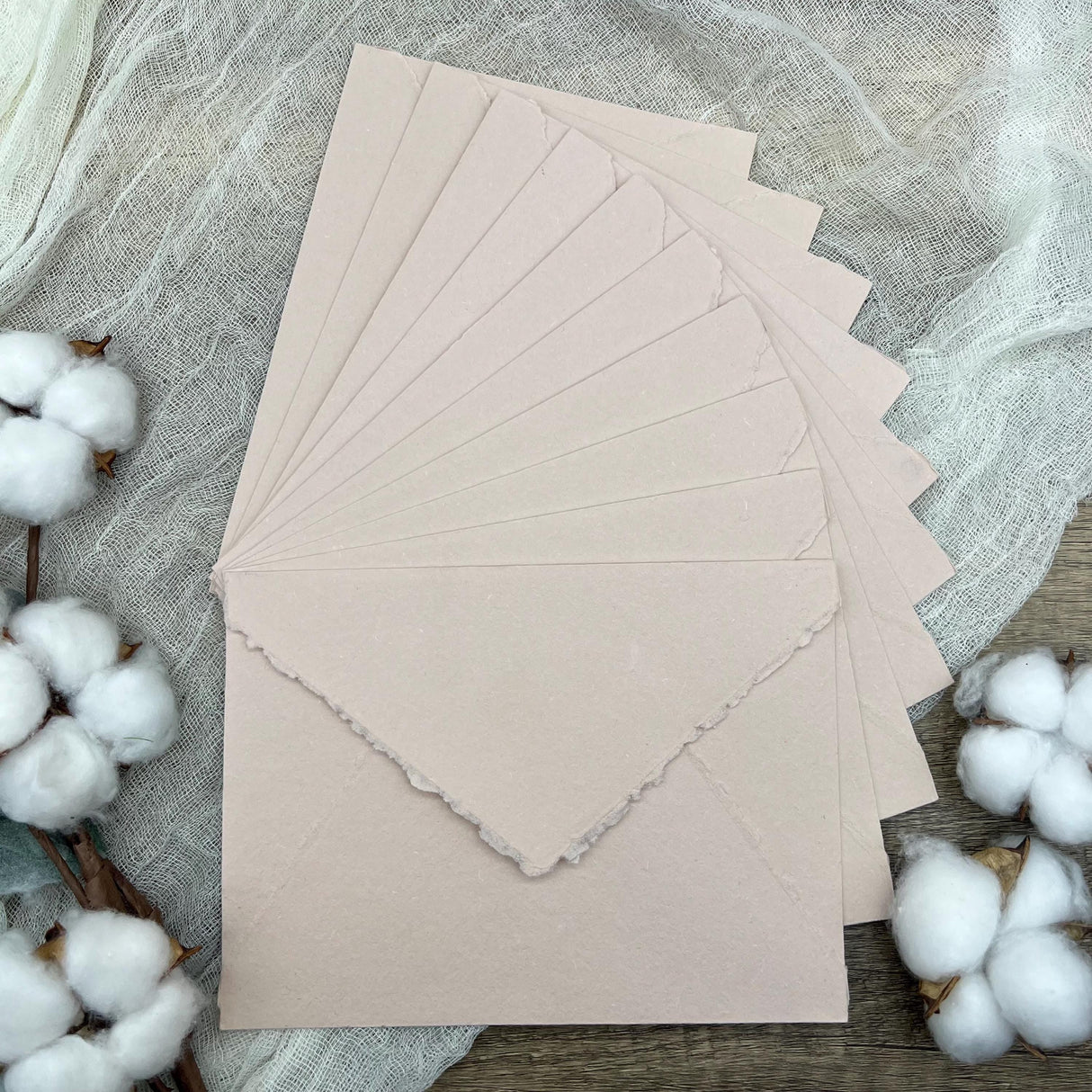 Beige Handmade Cotton Envelopes (Set of 10)