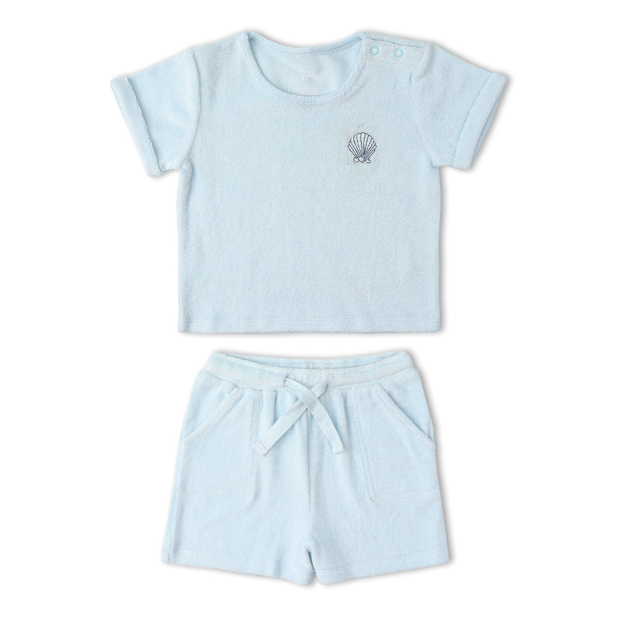 Organic Terry Tee & Shorts Set - Light Blue