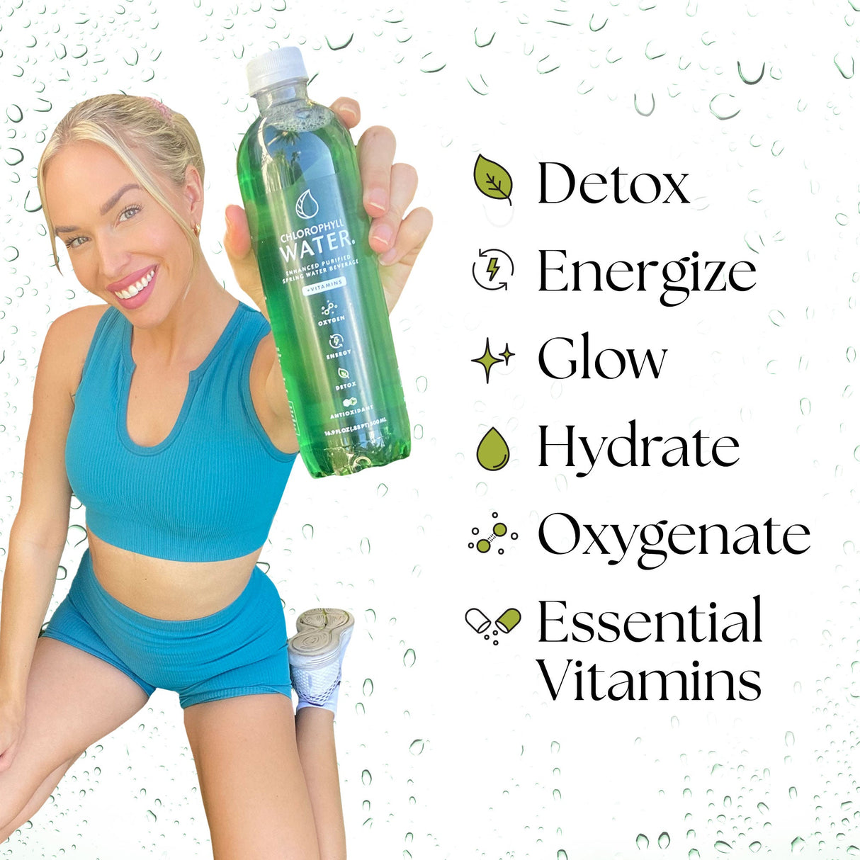 Chlorophyll Water® (Case of 12): Purified Mountain Spring Water with Essential Vitamins