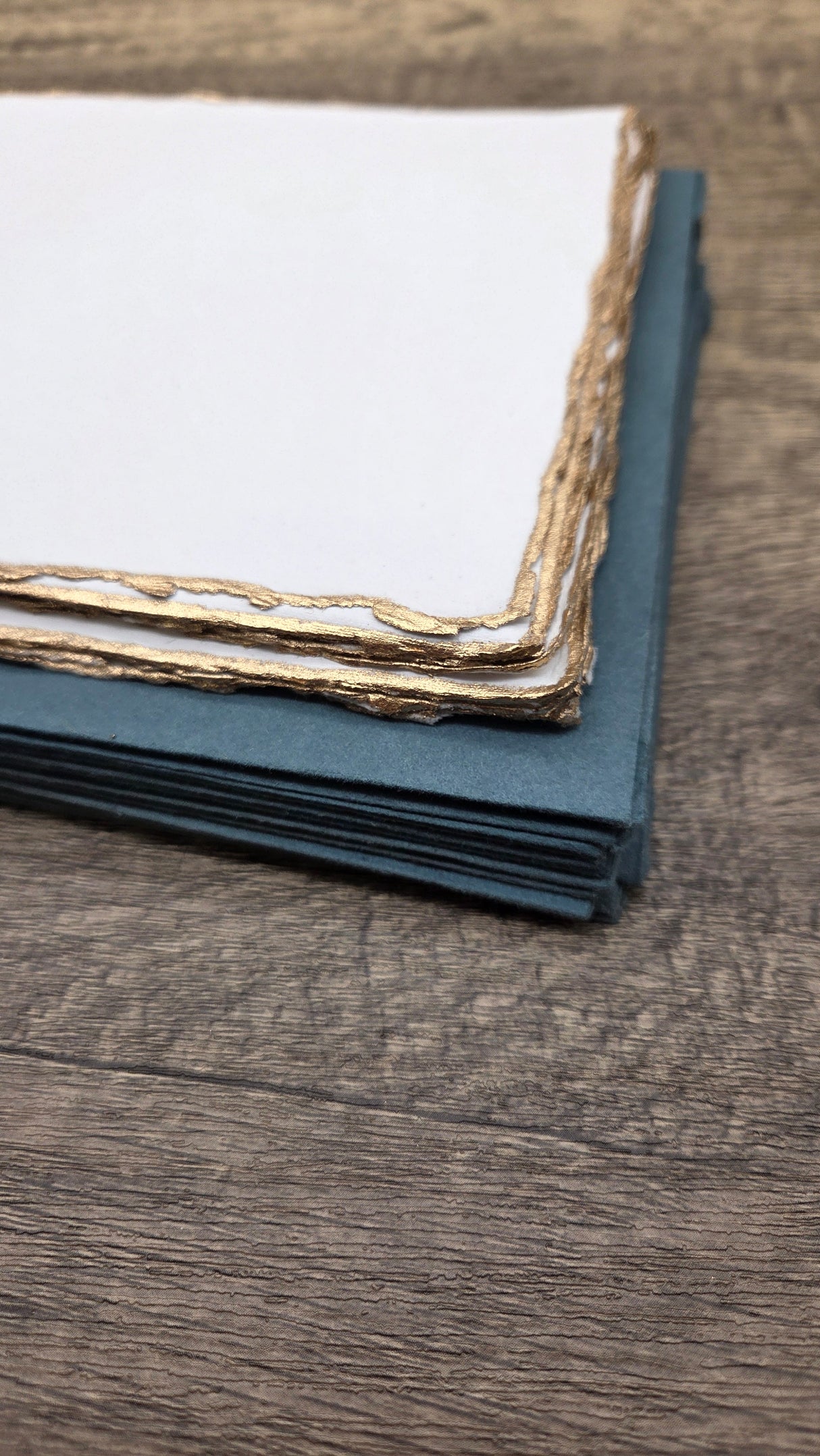 White Gold Trim Handmade Cotton Paper (Set of 10)