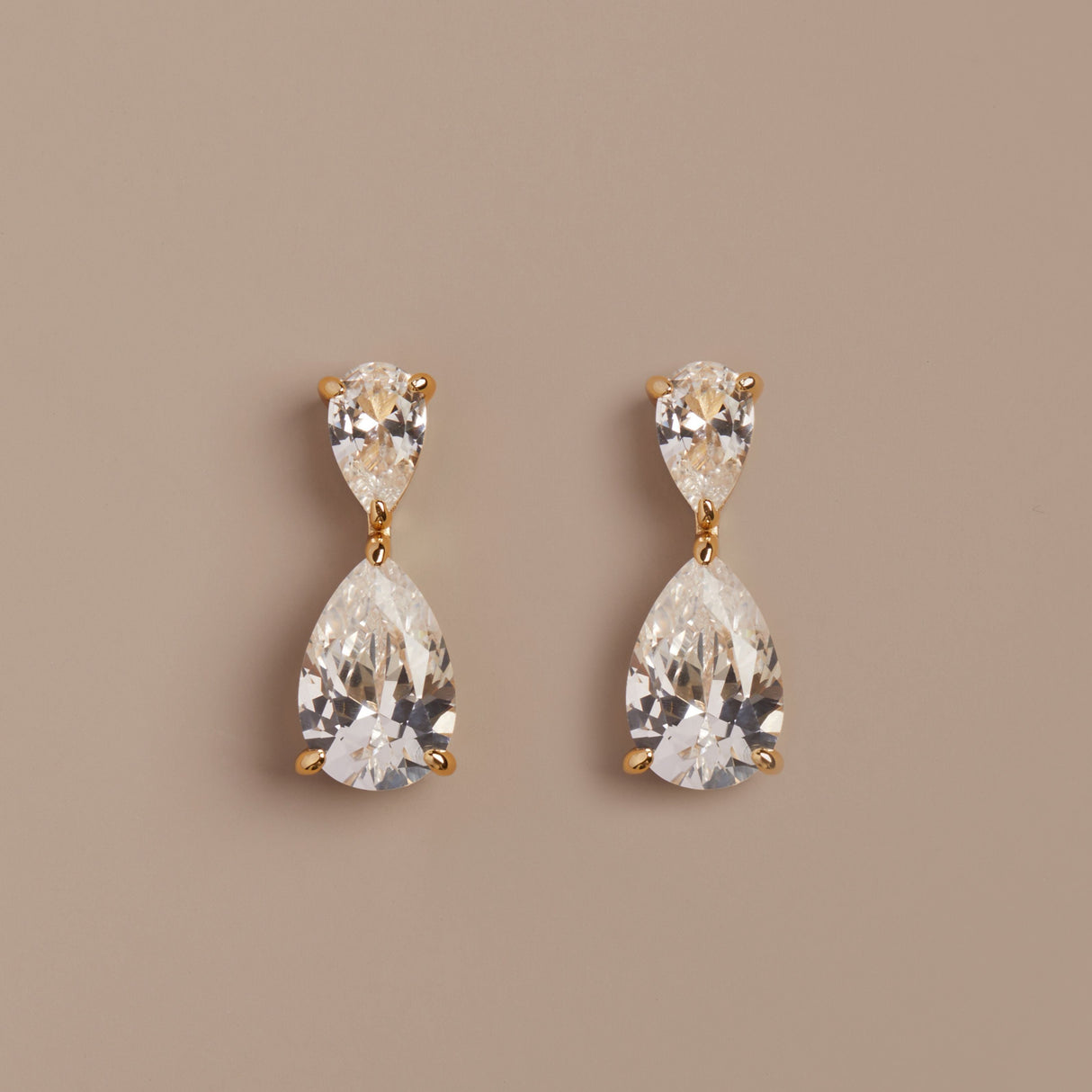 Lab Grown White Sapphire Pear Drop Earrings
