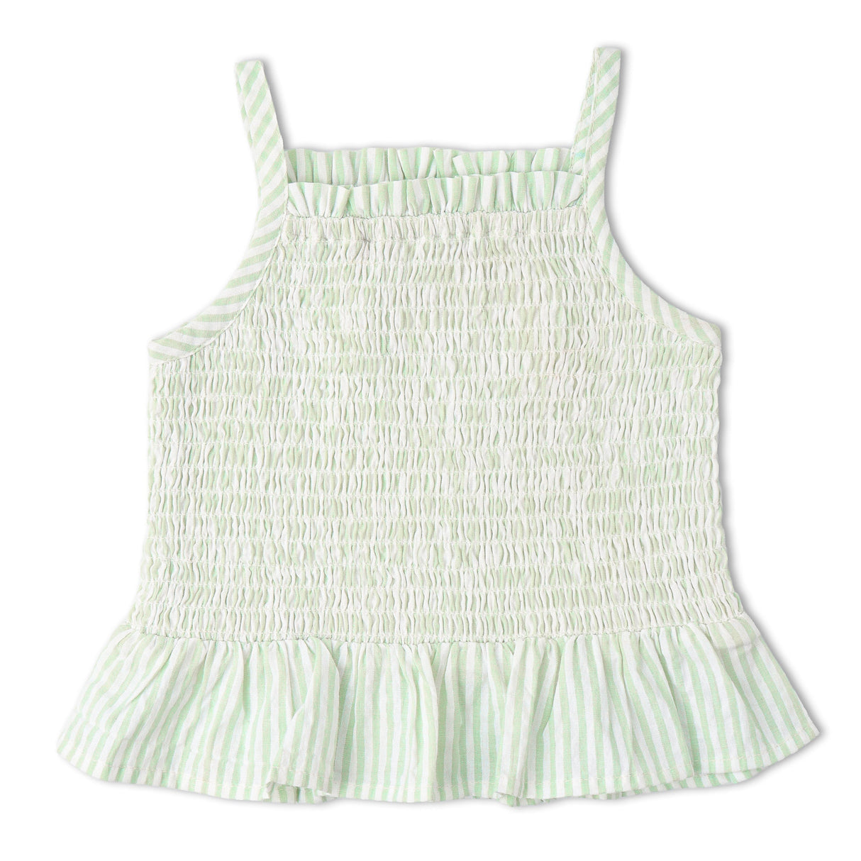 Organic Smocked Top And Bloomer Set - Basil Stripes