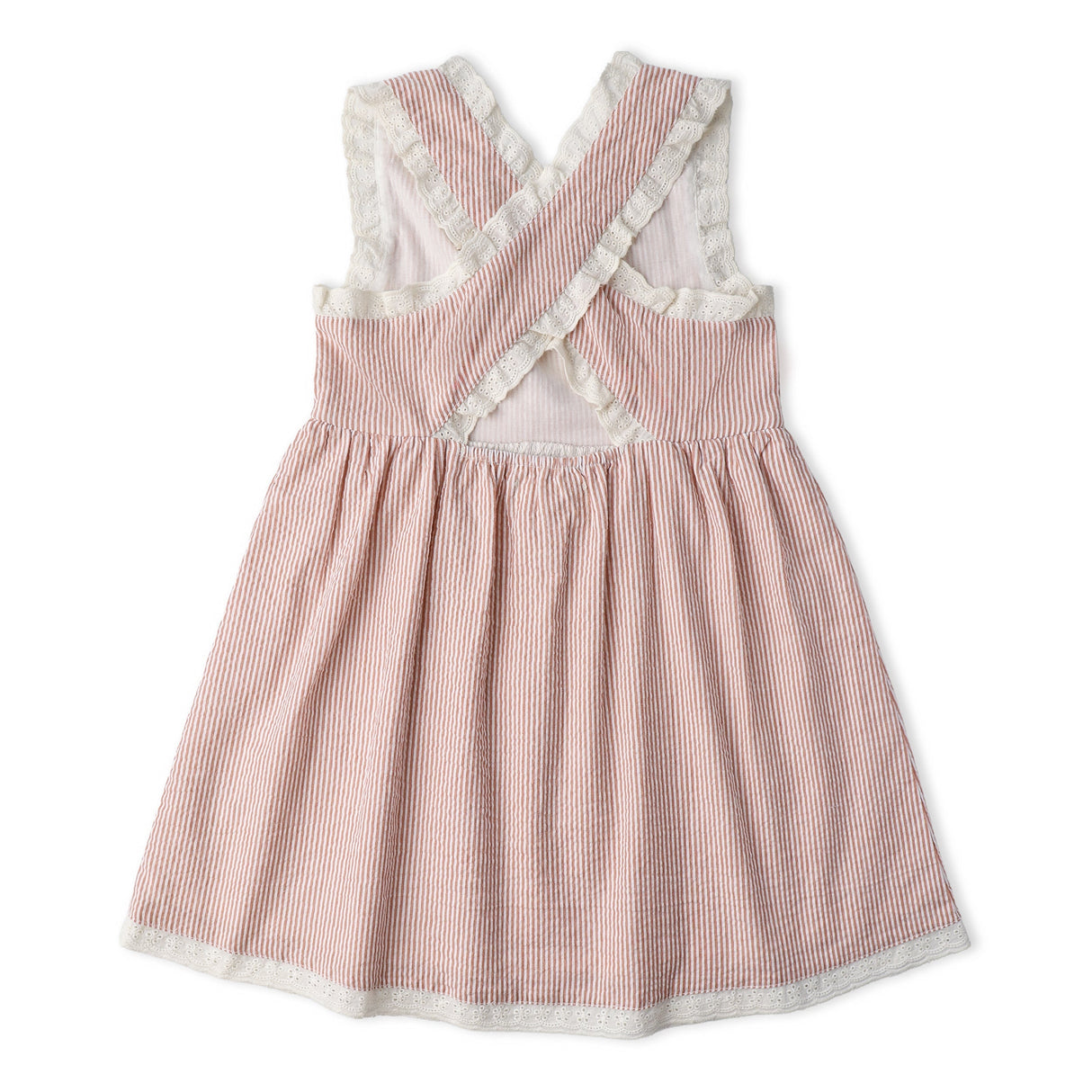 Organic Cross Back Dress - Coral Stripes