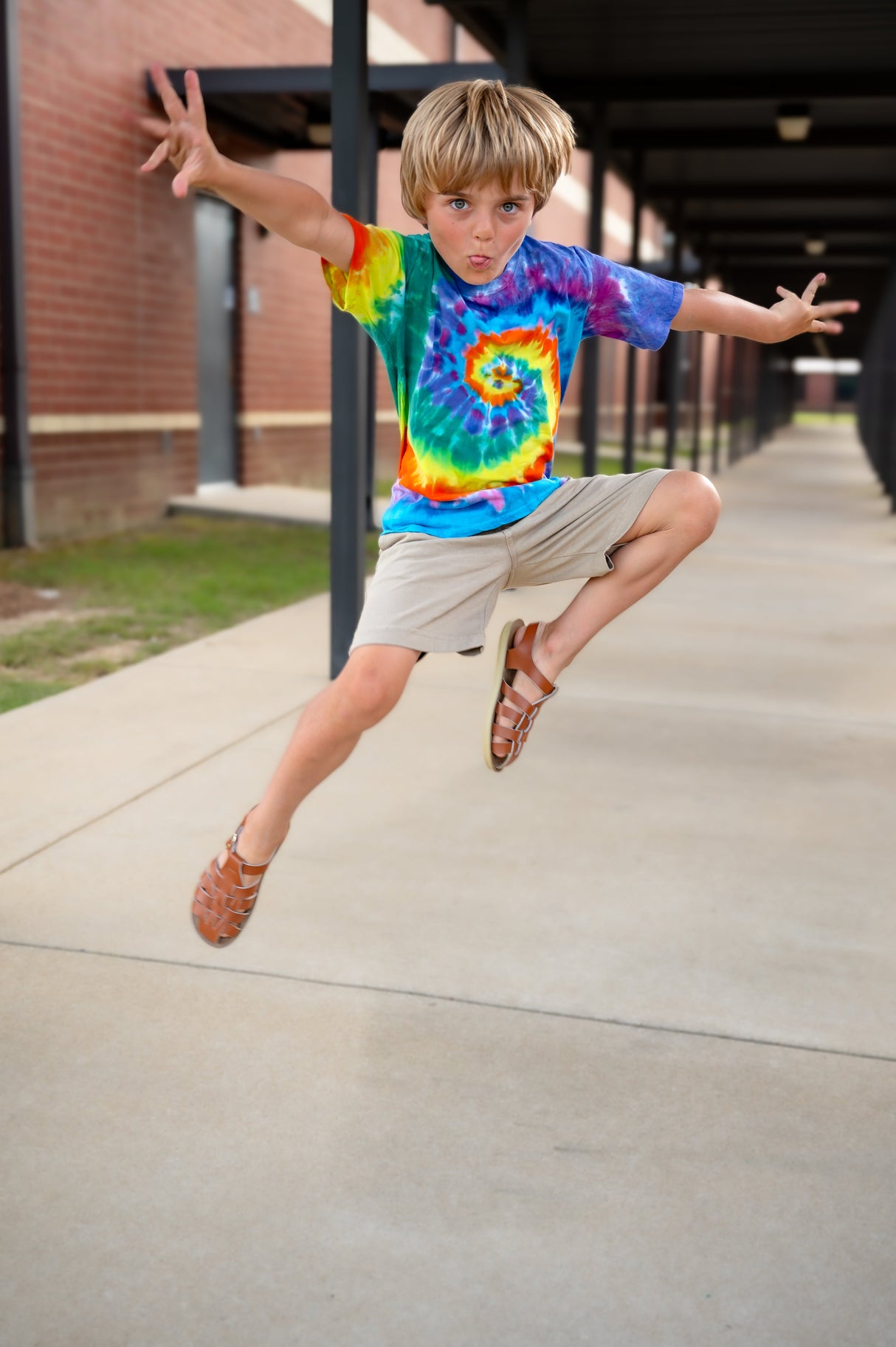 Boys Tie-Dye Soft Organic Cotton Jersey Short Sleeve Crew Tee | Rainbow Spiral
