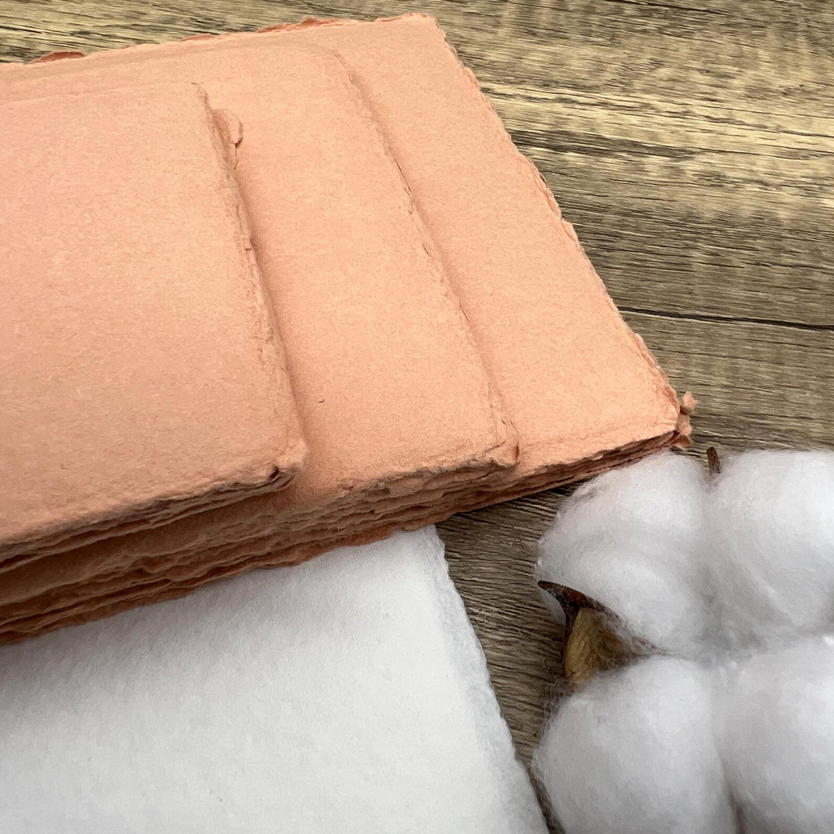 Coral Peach Handmade Cotton Paper (Set of 10)
