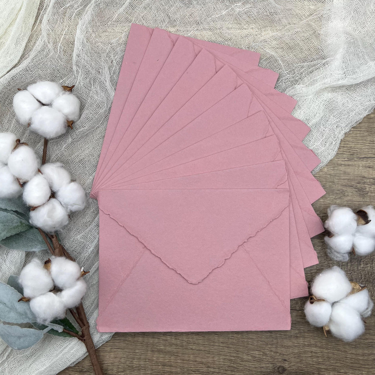 Dusty Rose Handmade Cotton Envelopes (Set of 10)