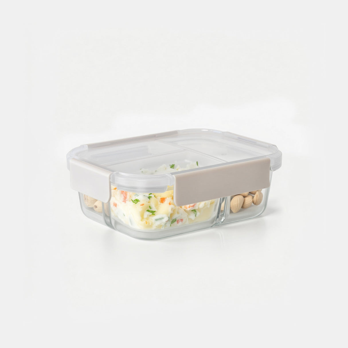 Glass Bento Box - 3 Sections (Vanilla)