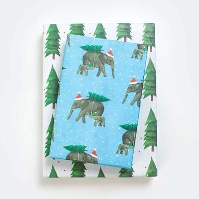 Elephant Tree • Double-Sided Eco Wrapping Paper • Holiday Edition