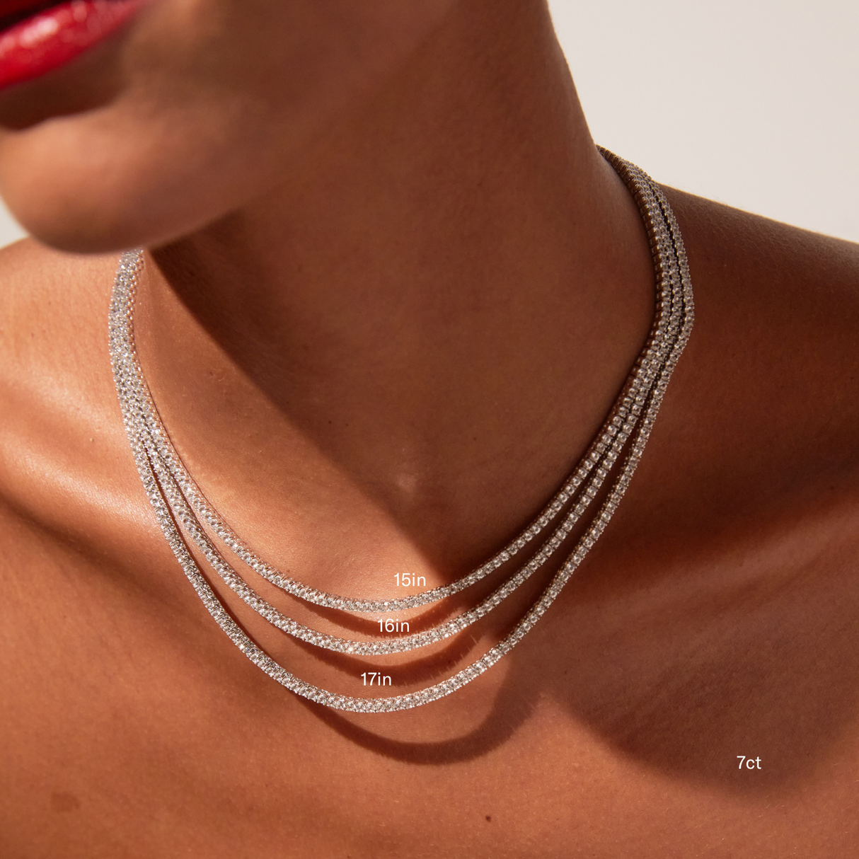 Lab Grown White Sapphire Tennis Necklace - 22ct