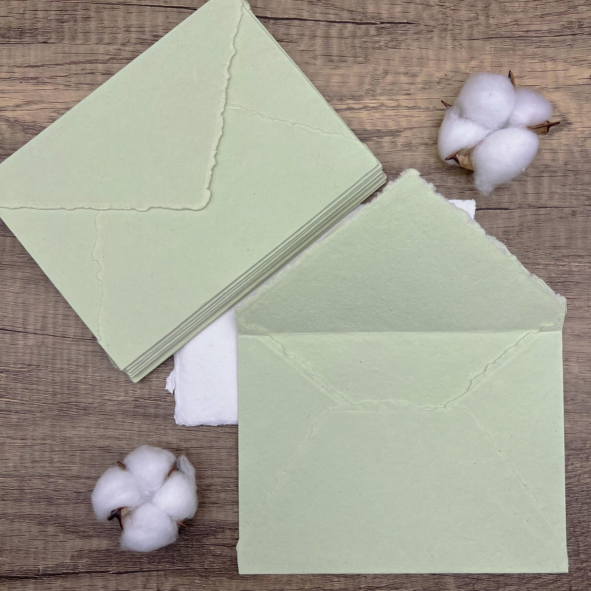 Honeydew Green Handmade Cotton Envelopes (Set of 10)