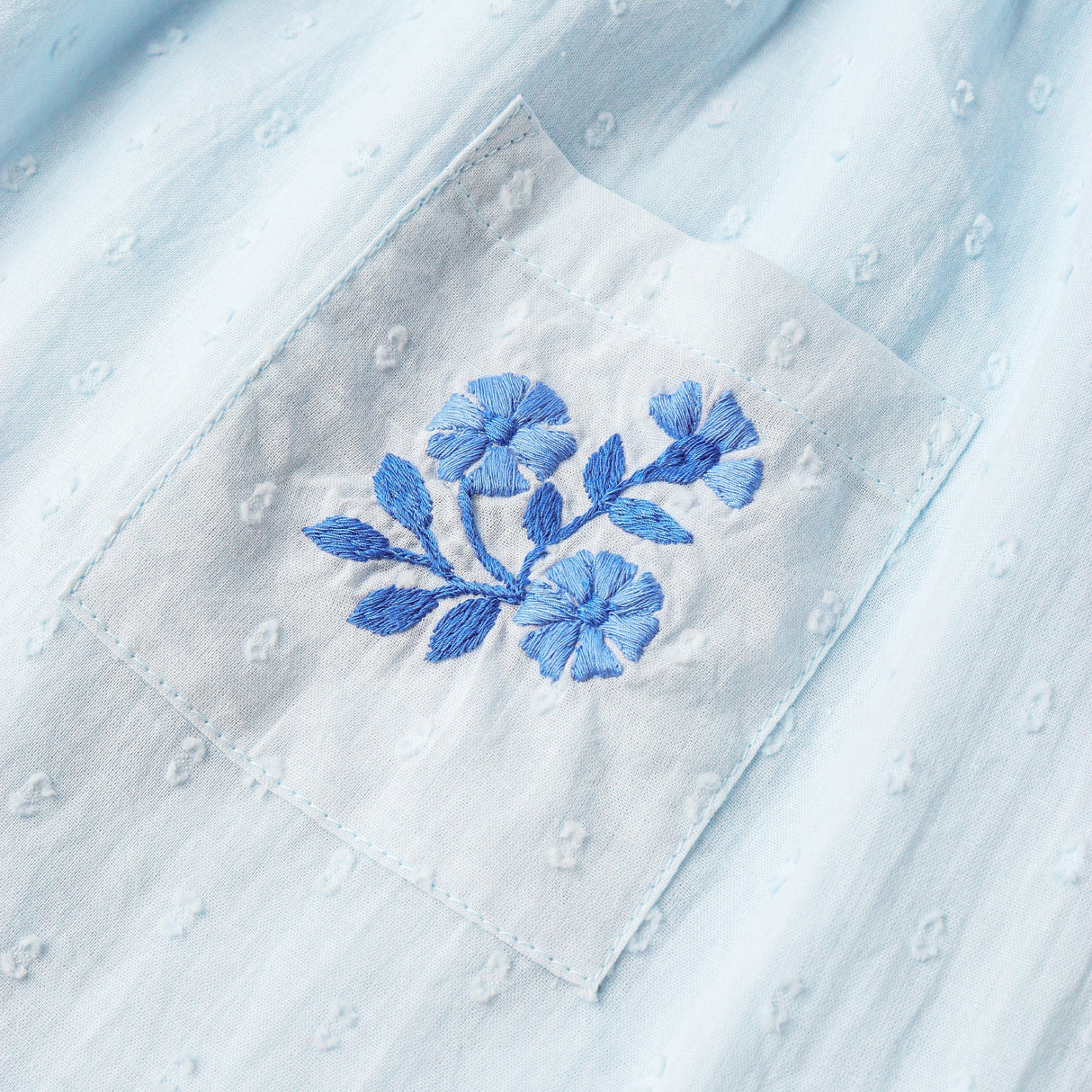 Organic Smocked Top & Shorts Set - Light Blue
