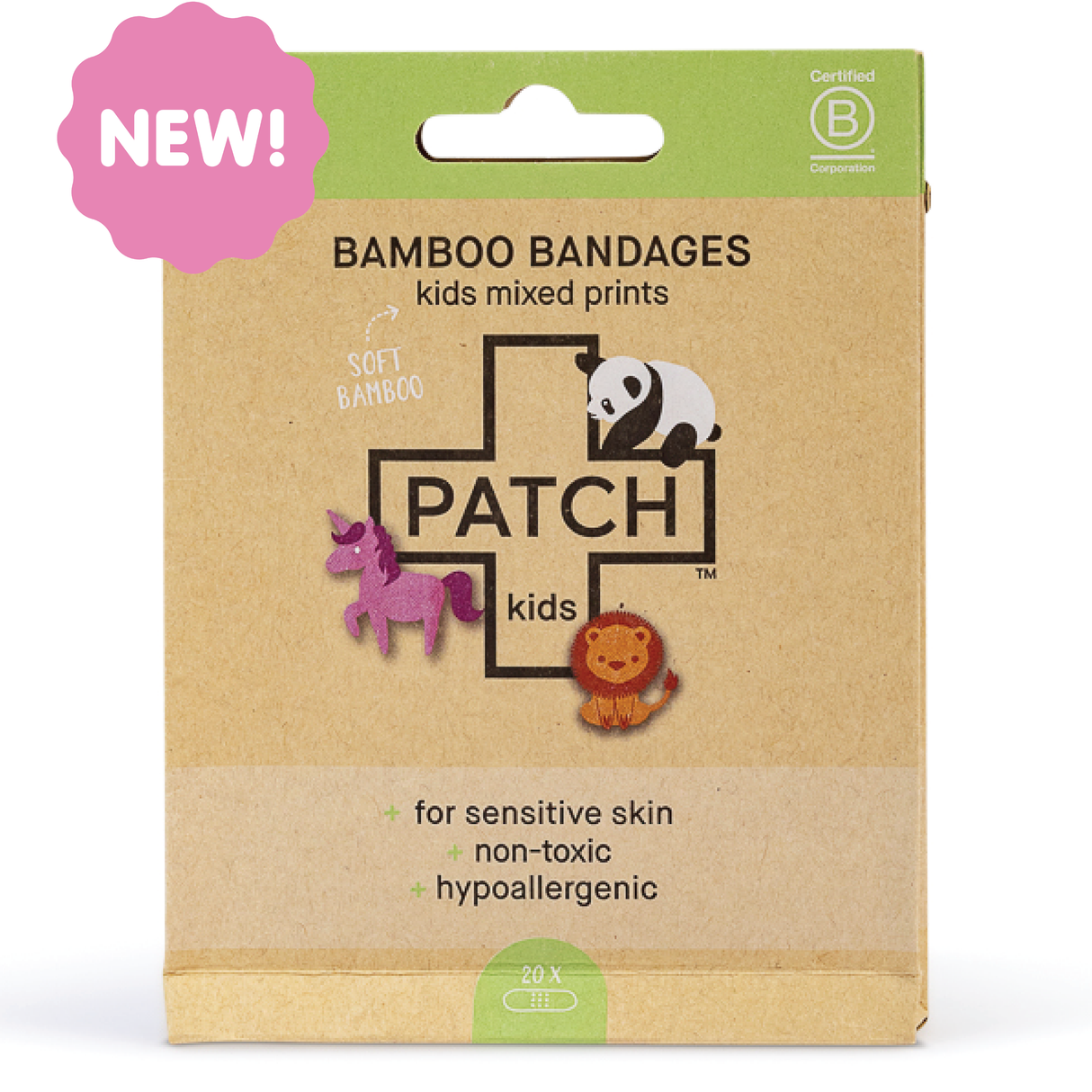 Eco Bamboo Bandages for Kids – Mixed Animal Prints (20-Pack)