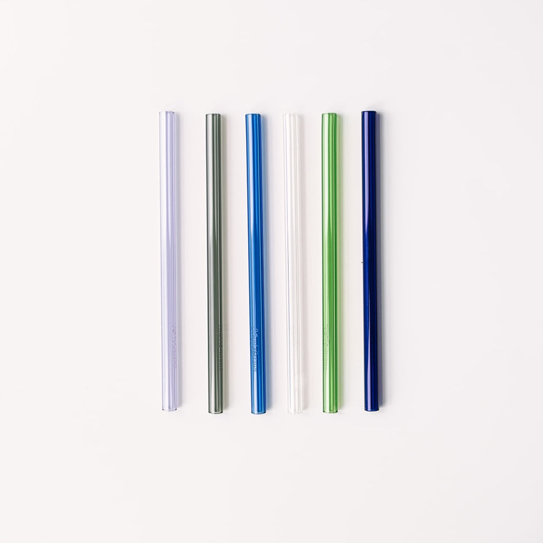 Classic 6" Glass Straw Set - Seaglass