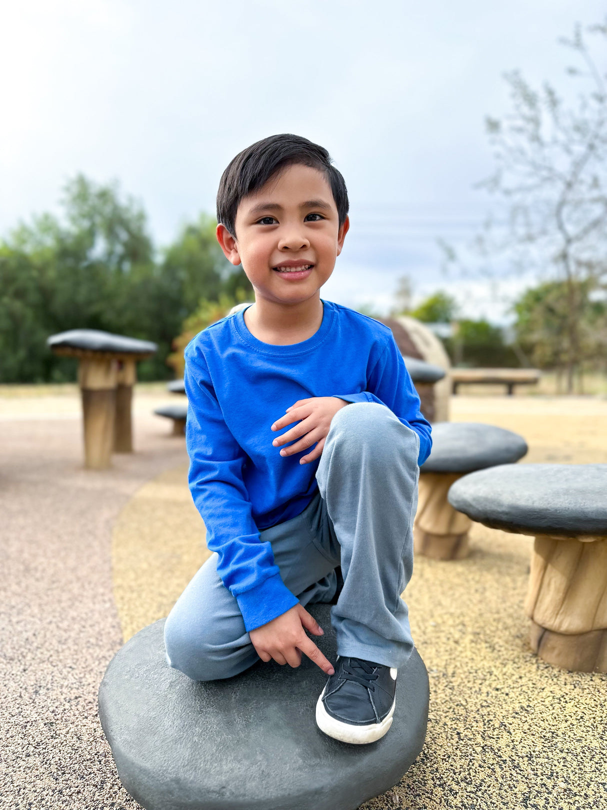 Boys Soft 100% Cotton Medium-Weight Long Sleeve Tee With Cuffs| Forest Green