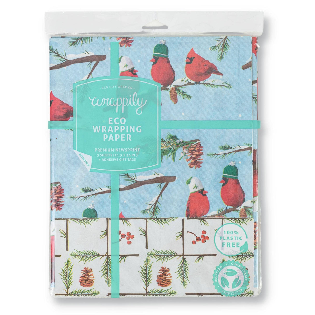 Winter Cardinals • Double-Sided Eco Wrapping Paper (Holiday Edition)