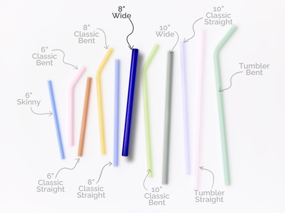 Wide 8" Glass Straw Set - Seaglass
