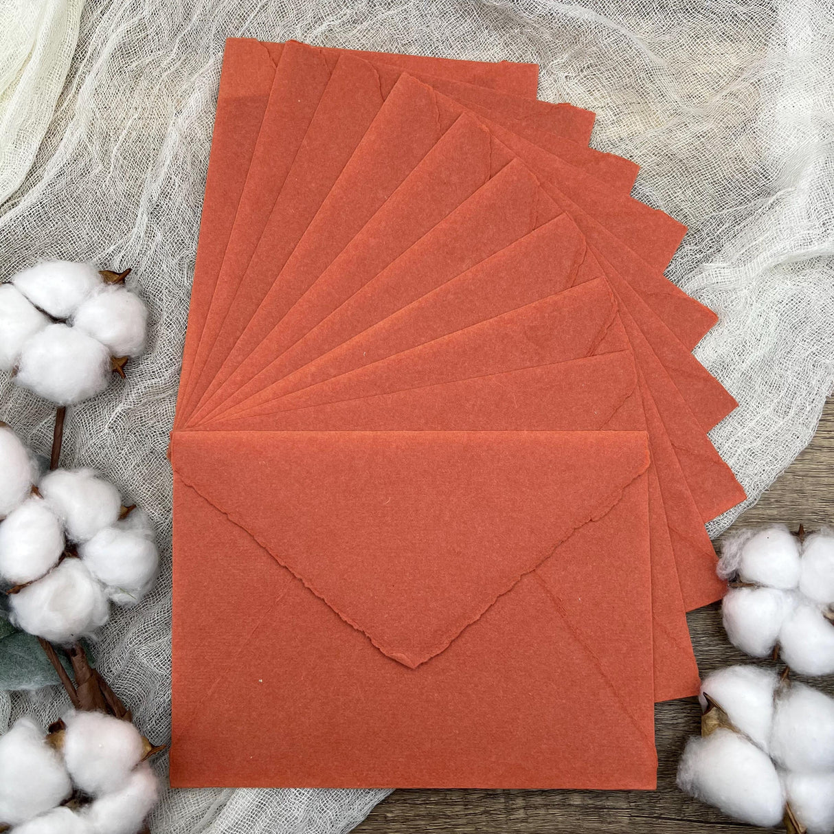 Terracotta Handmade Cotton Envelopes (Set of 10)