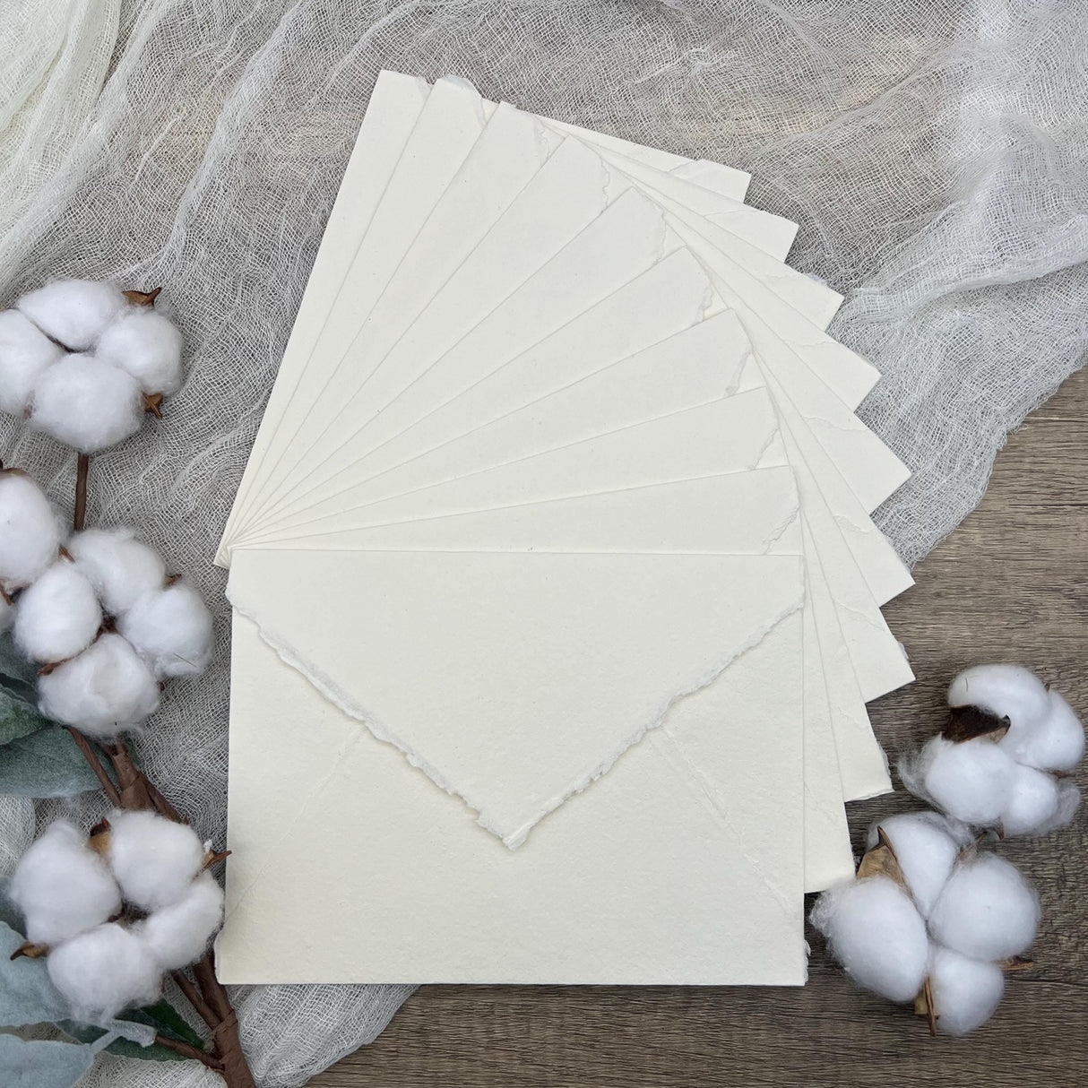 Ivory Handmade Cotton Envelopes (Set of 10)