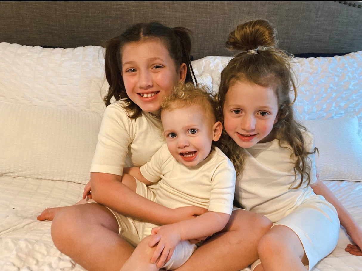 Boys and Girls Soft Organic Cotton Short Sleeve Snug Fit Pajama Set | Orange