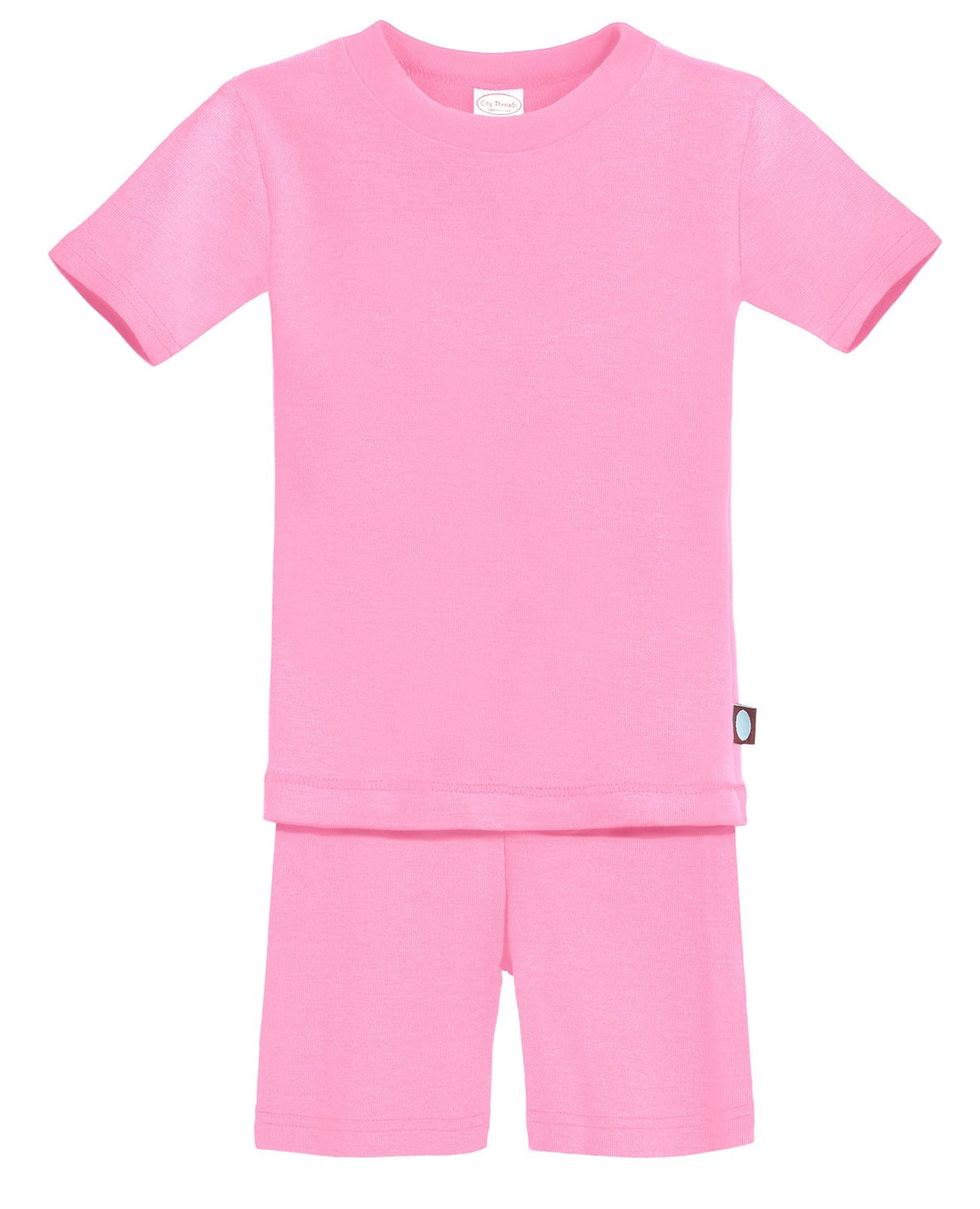 Boys and Girls Soft Organic Cotton Short Sleeve Snug Fit Pajama Set | Medium Pink