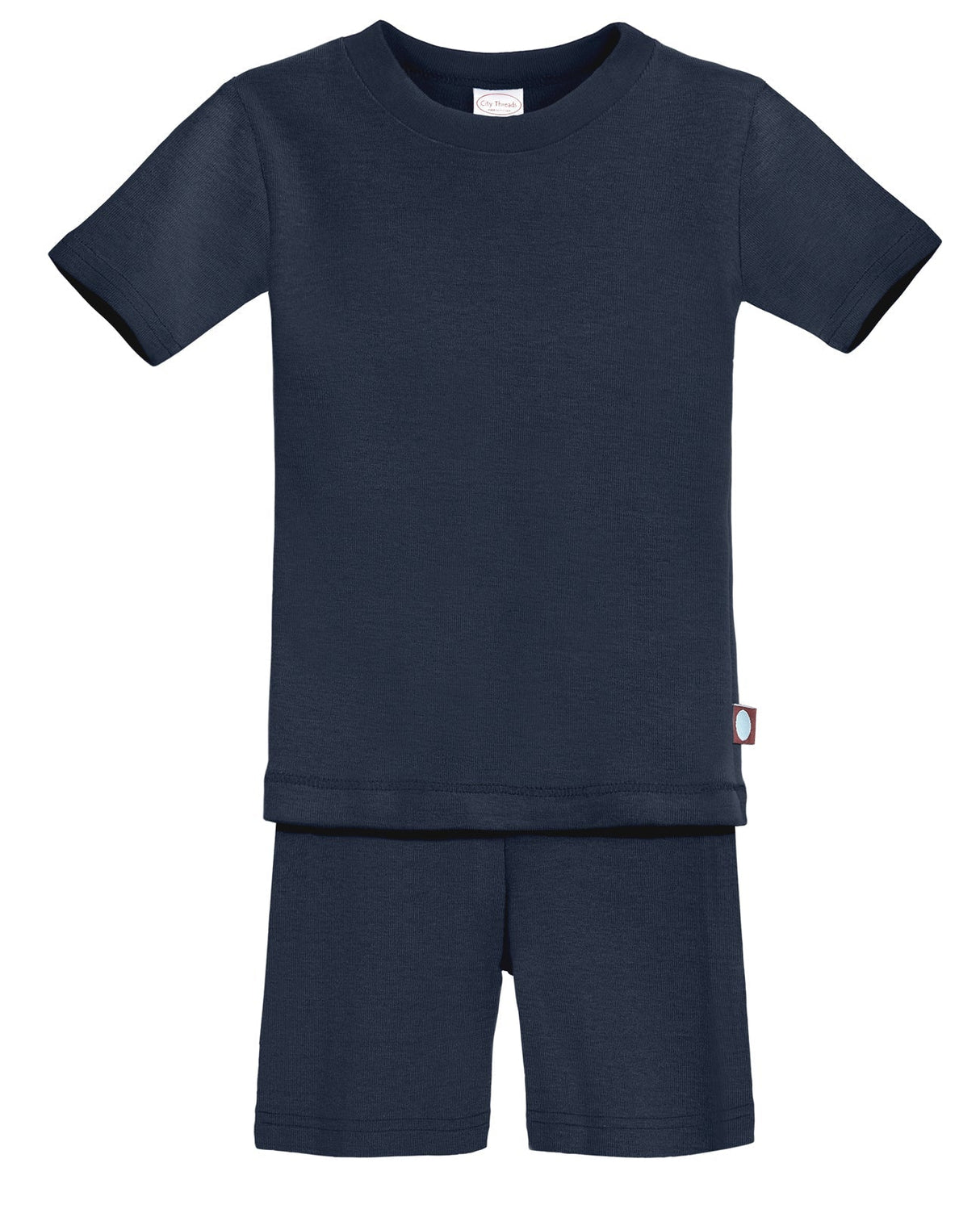 Boys and Girls Soft Organic Cotton Short Sleeve Snug Fit Pajama Set | Navy