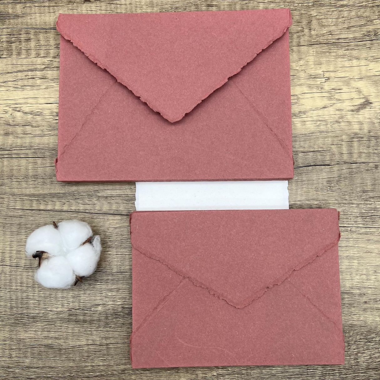 Brick Red Handmade Cotton Envelopes (Set of 10)