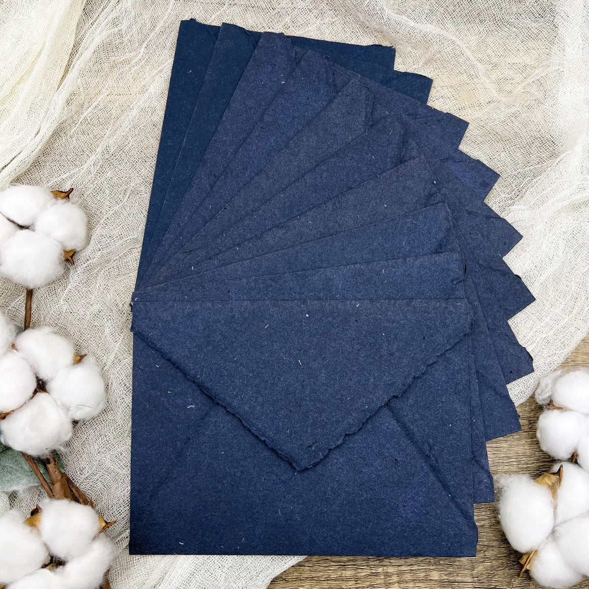 Indigo Handmade Cotton Envelopes (Set of 10)