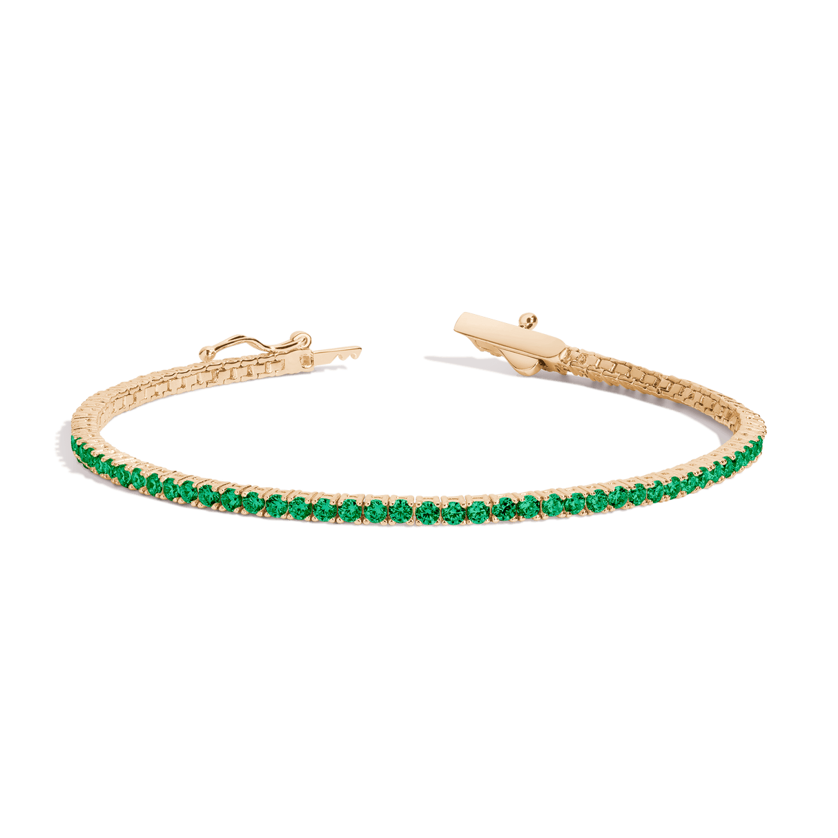 Lab Grown Green Emerald Tennis Bracelet