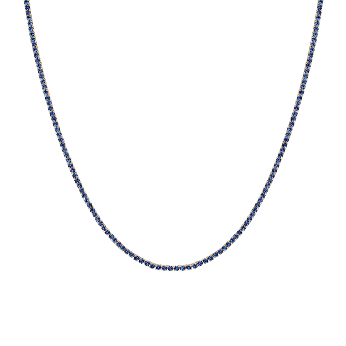 Lab Grown Blue Sapphire Tennis Necklace