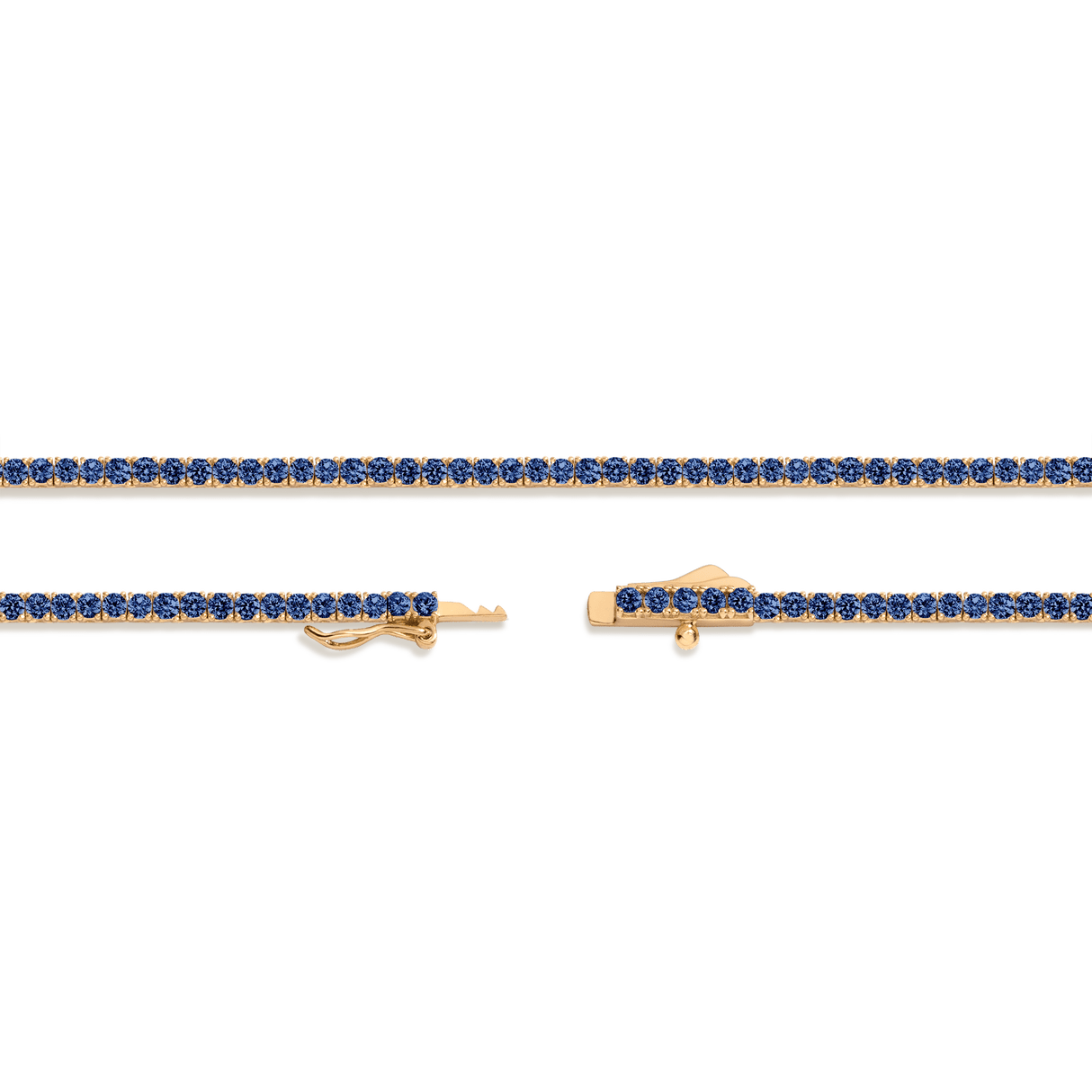 Lab Grown Blue Sapphire Tennis Necklace